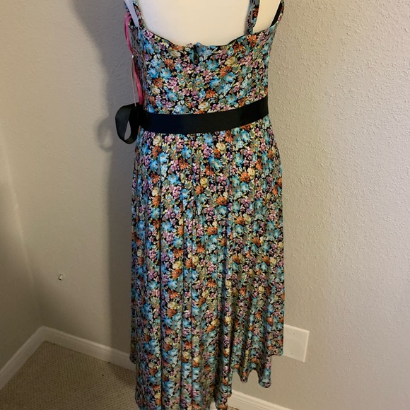 NWT Isaac Mizrahi Rainbow Multi-Colored Floral Dress with Bow Sash Size 12 - Picture 12 of 13